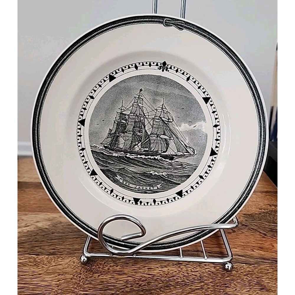 Wedgwood American Clipper Ship Series 9” Red Jacket Black Luncheon Plate
